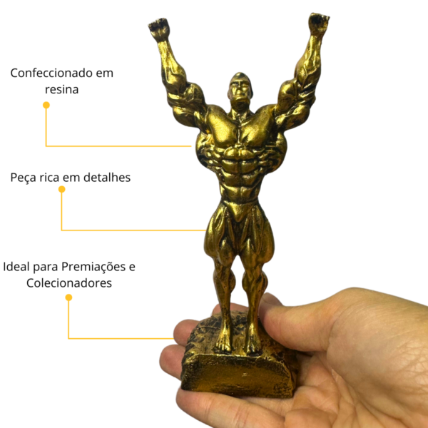 Troféu Vencedor Boneco Musculoso Fisiculturista ouro