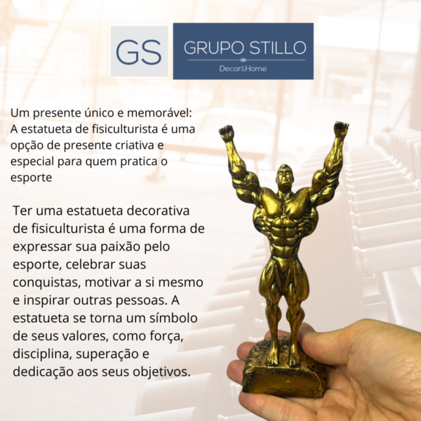 Troféu Vencedor Boneco Musculoso Fisiculturista ouro