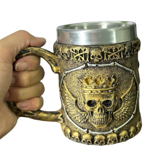 Caneca Chopp Cerveja Caveira Coroa 300 ML ouro