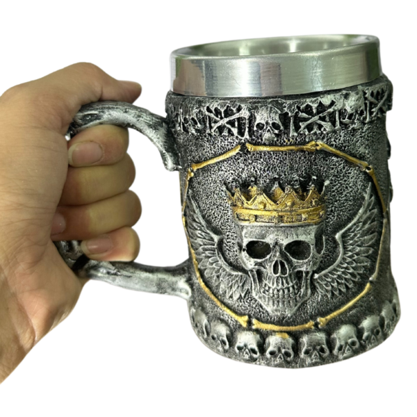 Copo Caneca Chopp Cerveja Caveira Decoração Bar Skull prata