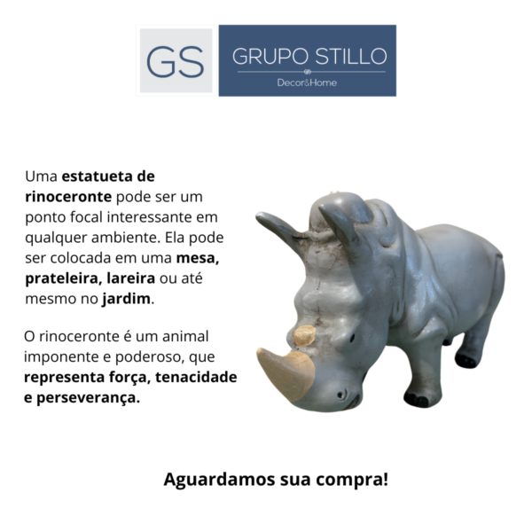 Estatueta Rinoceronte Cinza