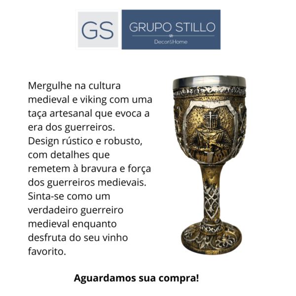 Taça de Vinho Guerreiro Medieval Dourada