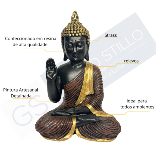 Estatueta Buda Hindu Abhaya Marrom