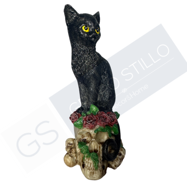 Estatueta Gato Bruxo Caveira
