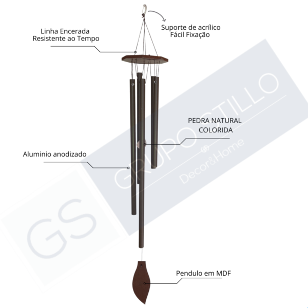 Mensageiro Metal Mm com Pedra Folha