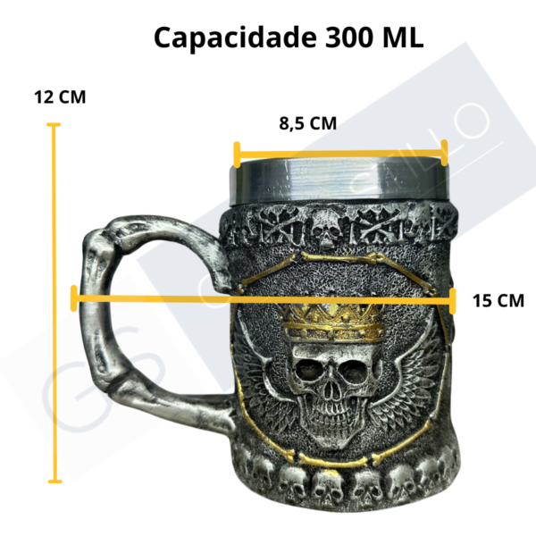 Copo Caneca Chopp Cerveja Caveira Decoração Bar Skull prata