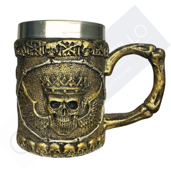 Caneca Chopp Cerveja Caveira Coroa 300 ML ouro