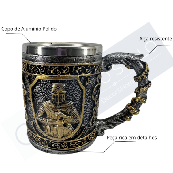 Caneca Guerreiro Medieval Prata
