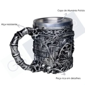 Caneca Caveira Da Morte prata 300 ML