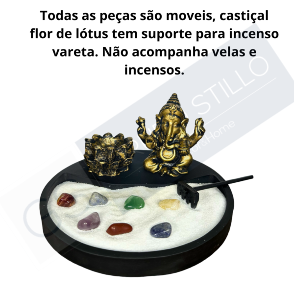 Jardim Zen Japonês Redondo com Ganesha Ouro
