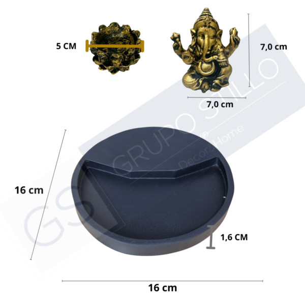 Jardim Zen Japonês Redondo com Ganesha Ouro