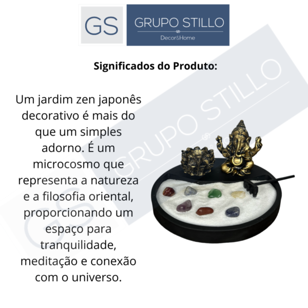 Jardim Zen Japonês Redondo com Ganesha Ouro