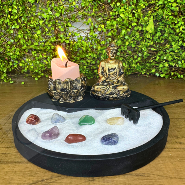 Jardim Zen Japones Buda Hindu Com Castiçais Meditando