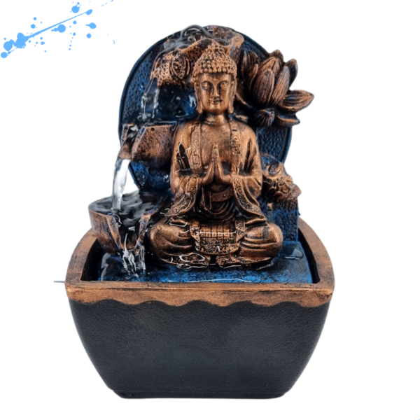 Fonte 3 Quedas Buda Flor Quadrada Azul