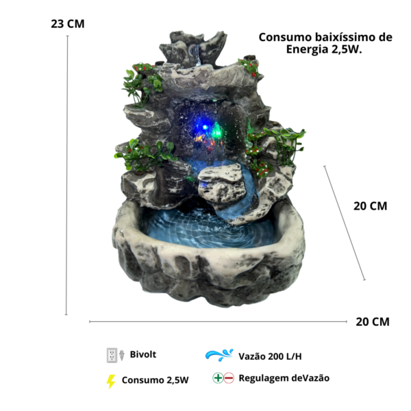 Fonte Cascata Pedra Cristal com Led