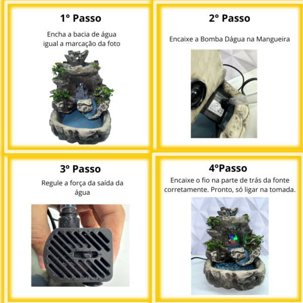 Fonte Cascata Pedra Cristal com Led