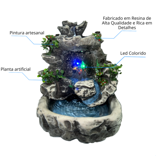 Fonte Cascata Pedra Cristal com Led