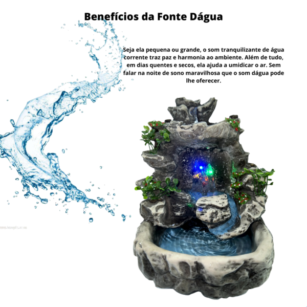 Fonte Cascata Pedra Cristal com Led