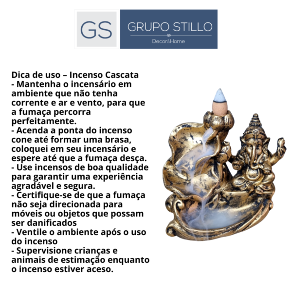 Incensario Cascata Folha Vertical Modelo 3 Ganesha