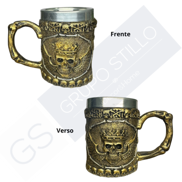 Caneca de Chopp Rei Caveira 300 ML ouro