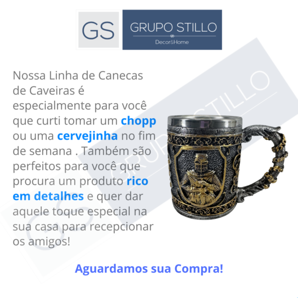 Caneca de Chopp Guerreiro espada na mão Prata 300 ML