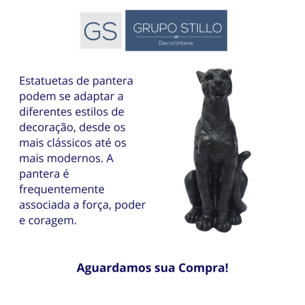 Estatueta Pantera Negra sentada com bolinhas