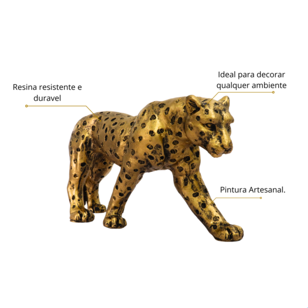 Estatueta Pantera Andando Pinta dourado