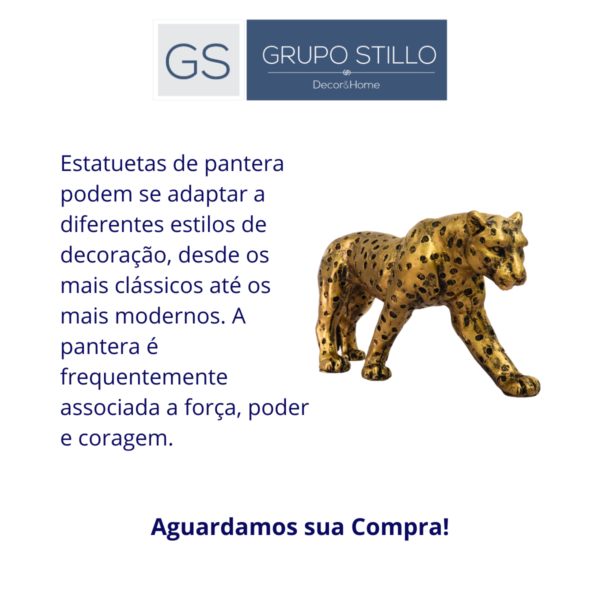 Estatueta Pantera Andando Pinta dourado