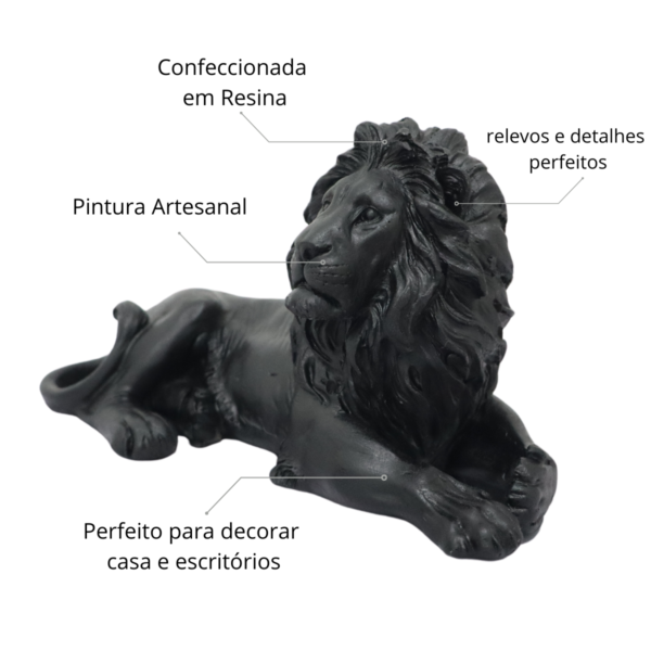 Estatueta Leão deitado preto