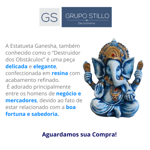 Estatueta Ganesha Média Azul