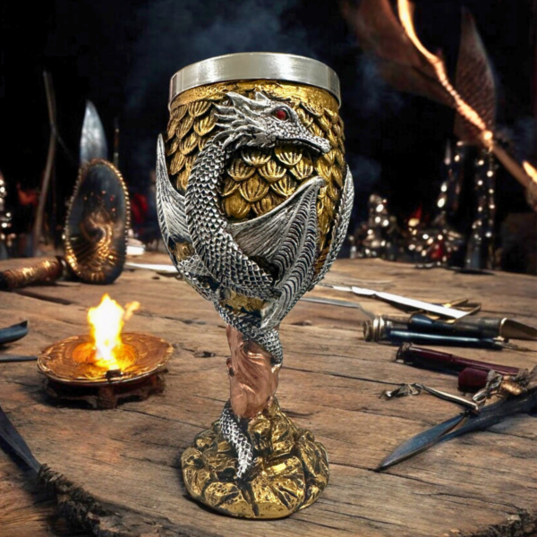 Taça de Vinho Cálice Dragão Medieval