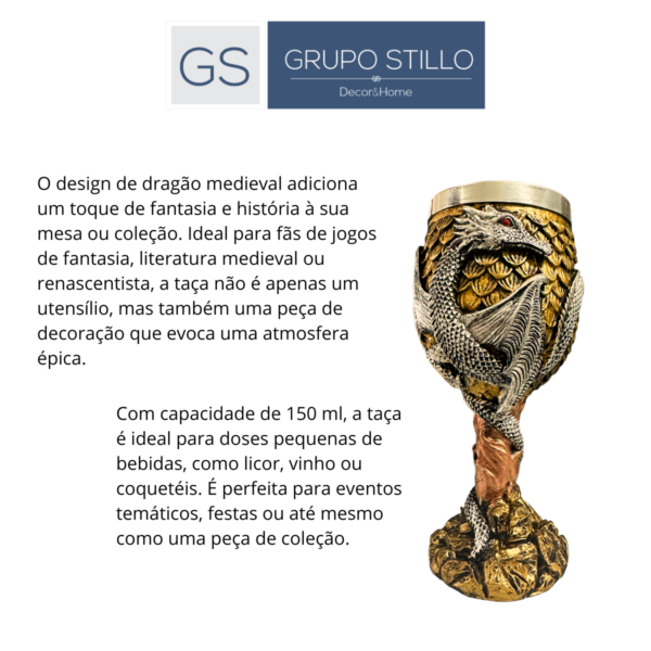 Taça de Vinho Cálice Dragão Medieval