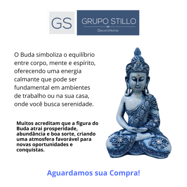 Estatueta Buda Tibetano Orelhudo - Azul Envelhecido