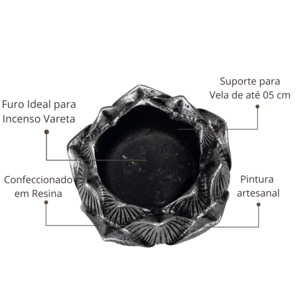 Castiçal e Incensário Vareta Flor de Lotus Modelo 03 - Prata