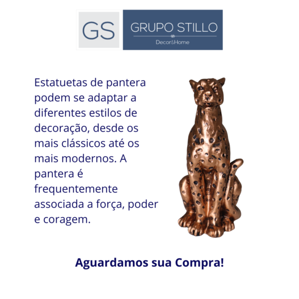 Estatueta Pantera Sentada Pinta Bronze