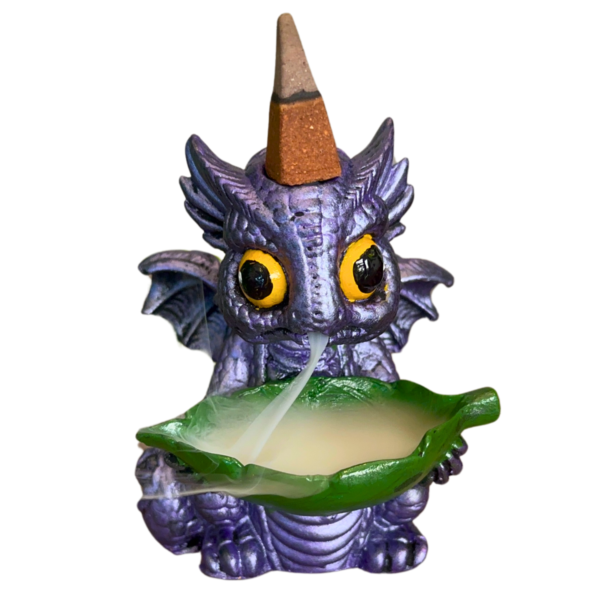 Incensário Cascata e Vareta Dragão Baby - Roxo Perolado