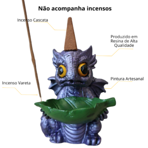 Incensário Cascata e Vareta Dragão Baby – Roxo Perolado