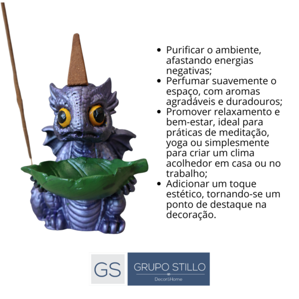 Incensário Cascata e Vareta Dragão Baby - Roxo Perolado