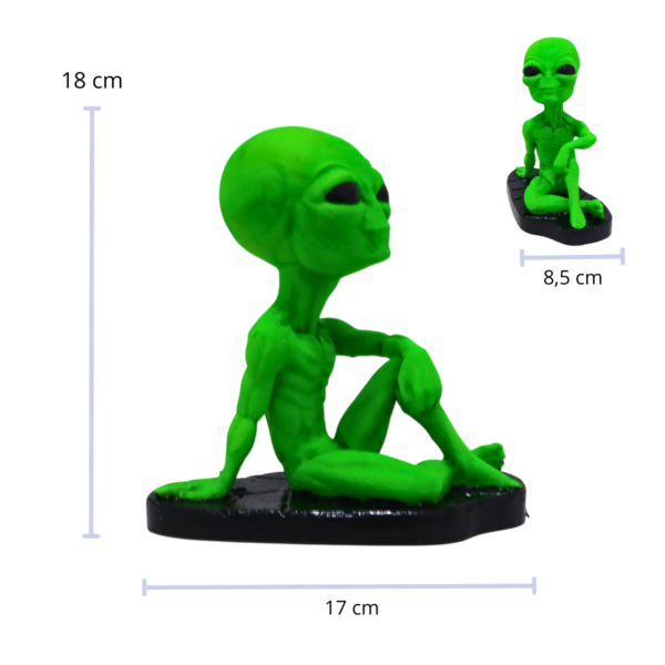 Estatueta ET Extraterrestre Sentado Mão Joelho