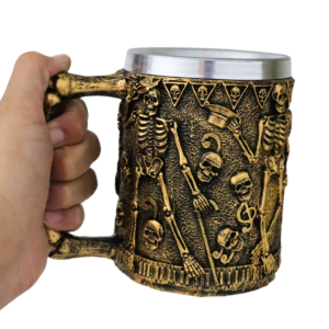 Caneca de Chopp Cerveja Esqueleto Dançarino Dourado