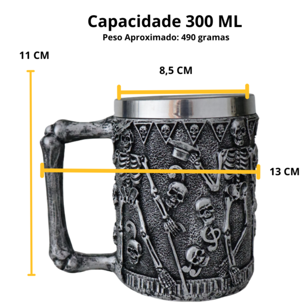 Caneca de Chopp Cerveja Caveira Esqueleto