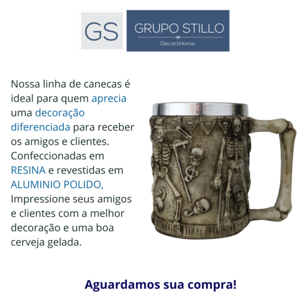 Caneca de Chopp Cerveja Caveira Esqueleto - Betume
