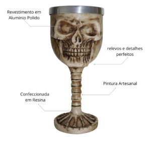 Taça de vinho Cálice Crânio Caveira