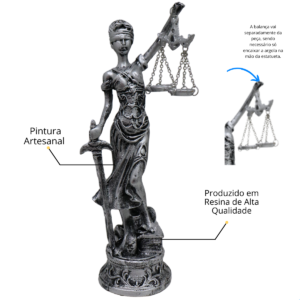 Estatueta Deusa da Justiça Themis Média Prata