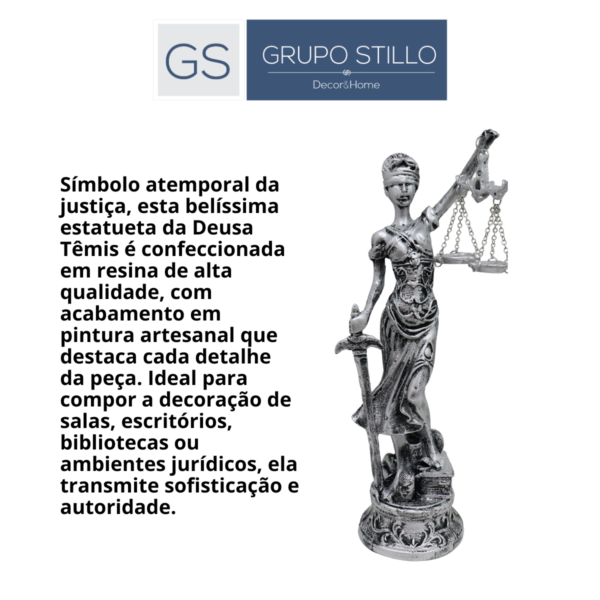 Estatueta Themis Deusa da Justiça Pq - Prata