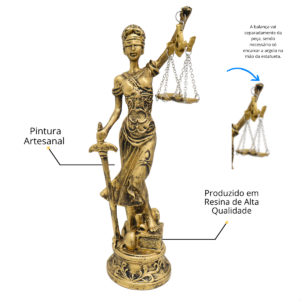Estatueta Themis Deusa da Justiça Média – Dourada