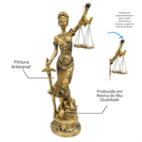 Estatueta Themis Deusa da Justiça Média - Dourada