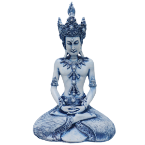 Estatueta Buda Tibetano Tailandês Azul Envelhecido
