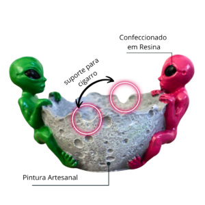 Cinzeiro ET Casal Verde e Rosa Planeta