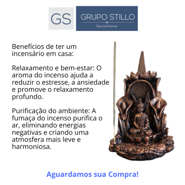 Incensário Cascata e Vareta Buda Hindu Bronze